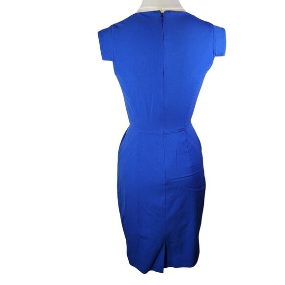 J.Crew Women Wool Blend Sheath Dress Royal Blue Cap Sleeve Size 00 - Picture 8 of 8